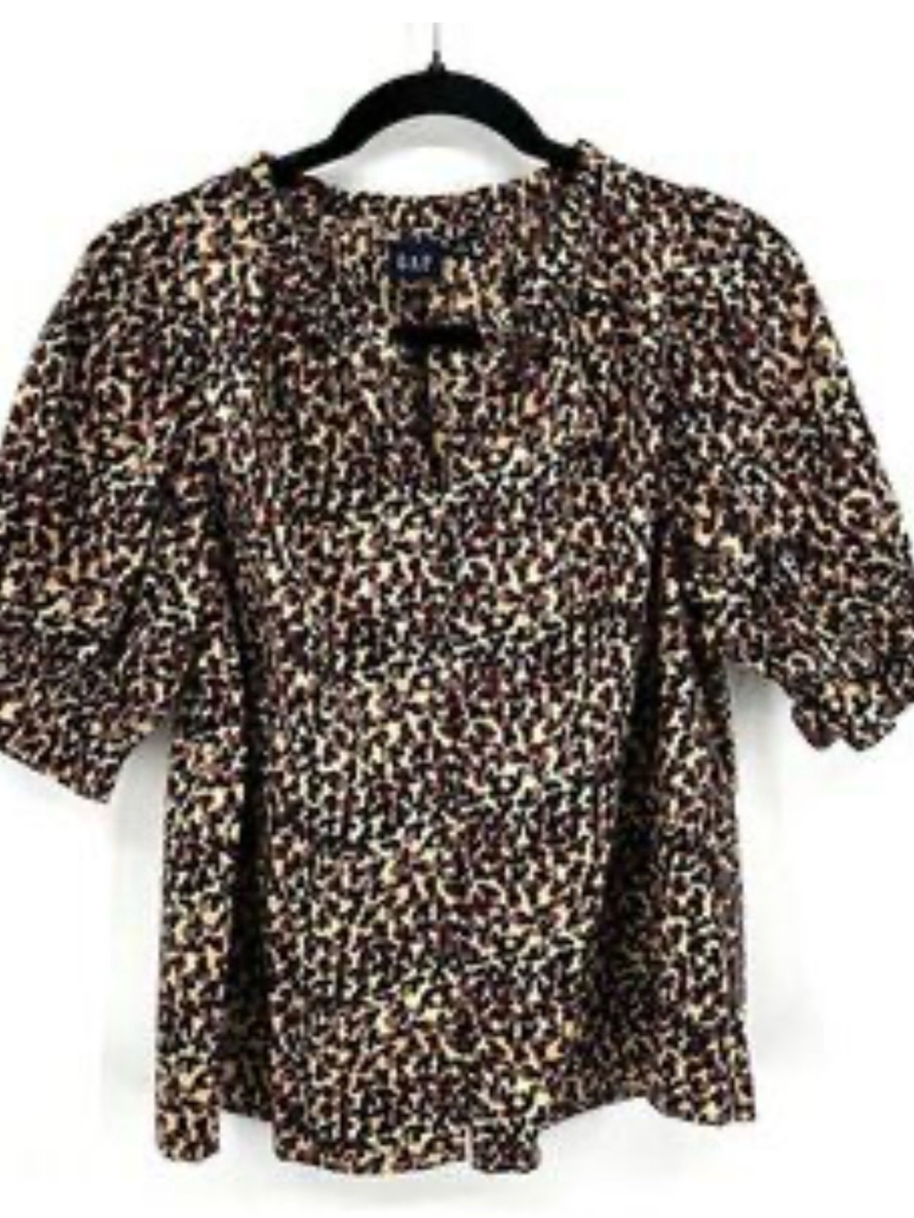 GAP Multi-Color Short Sleeve LEOPARD Printed Blouse